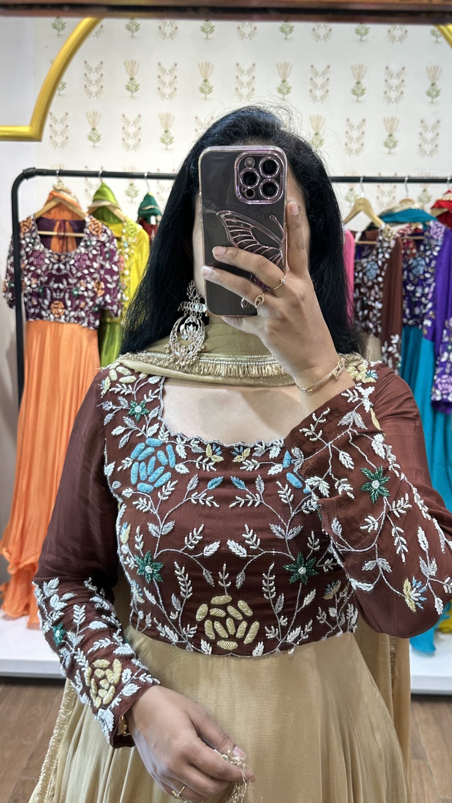 Nitya – Maroon & Cream