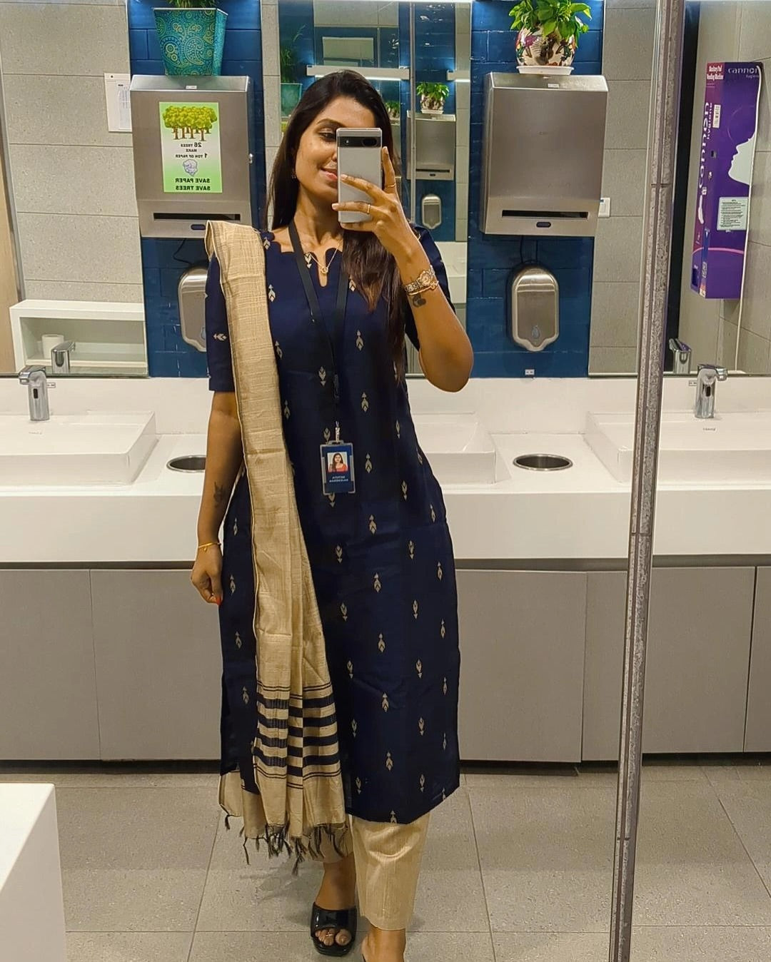 Blue Raw Silk Kurti Pant With Duppatta