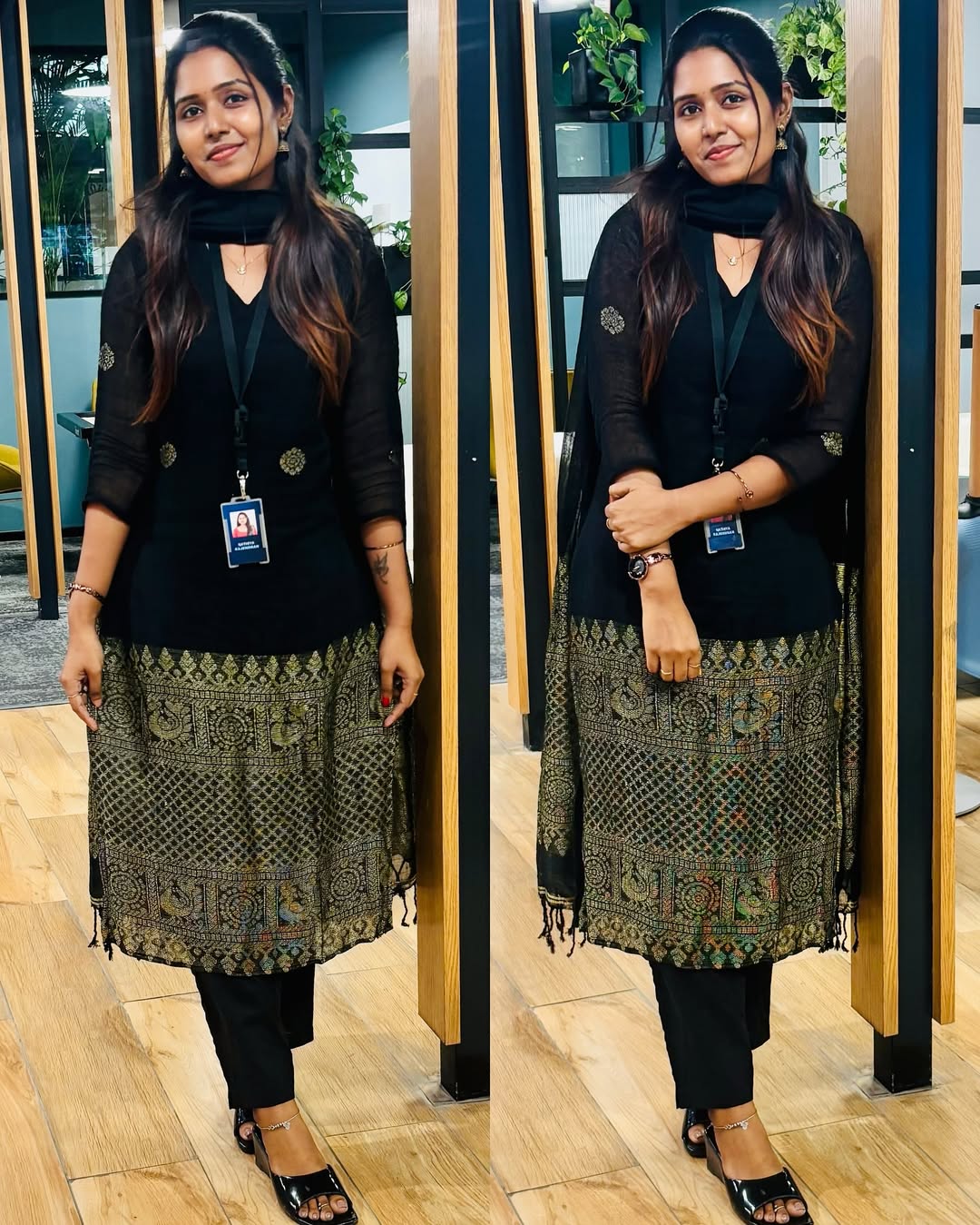 Shrungar Black Raw Silk Suit Set